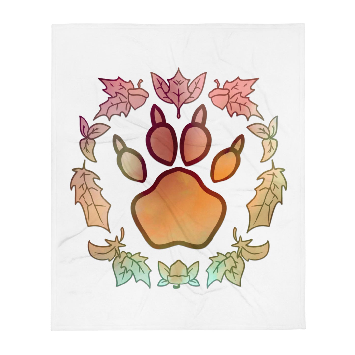 Paw Print Autumn Throw Blanket