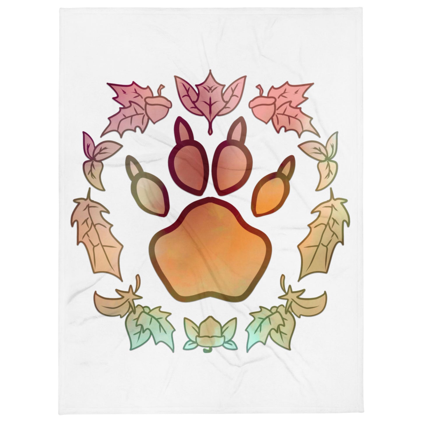 Paw Print Autumn Throw Blanket