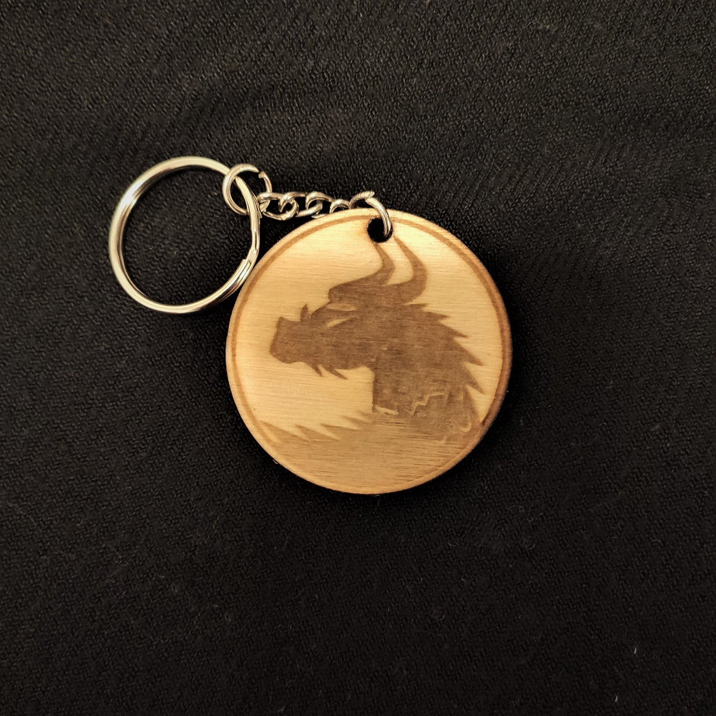 Keychain Charm Dragon Wood