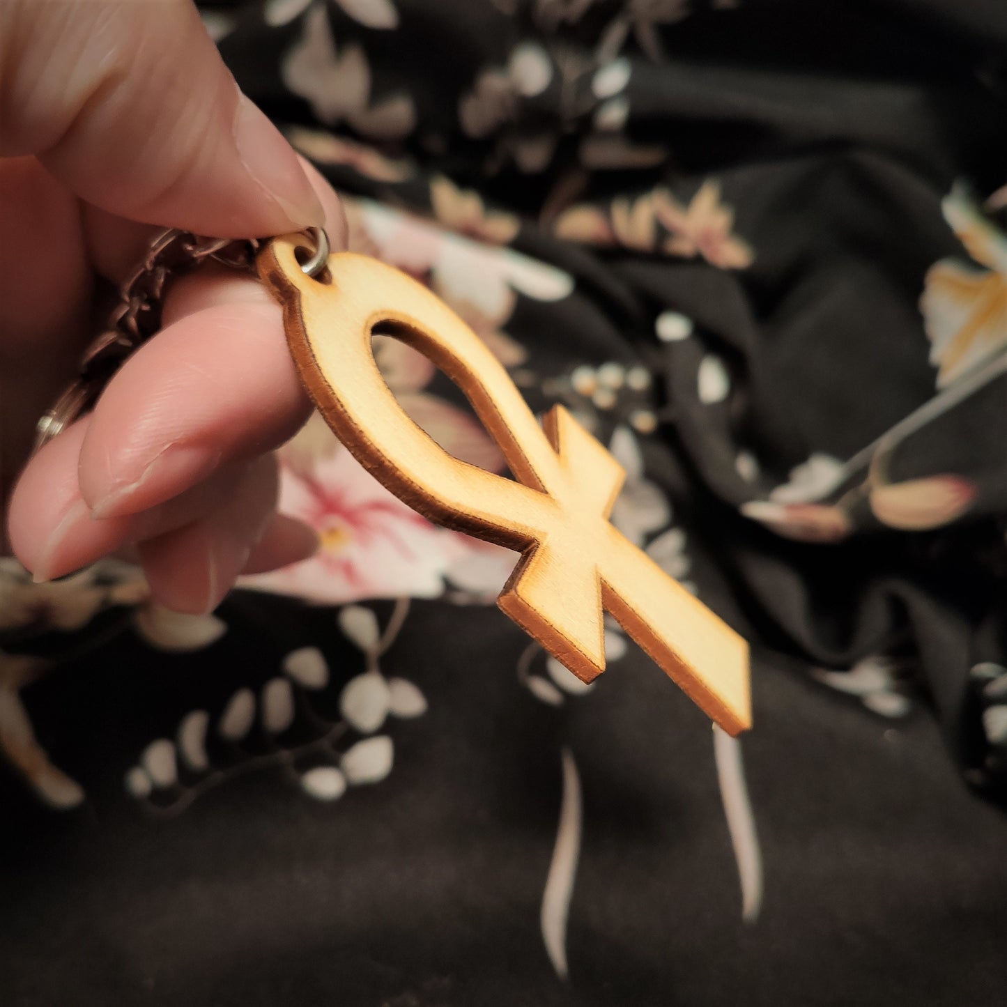 Keychain Ankh Paint Free Wood