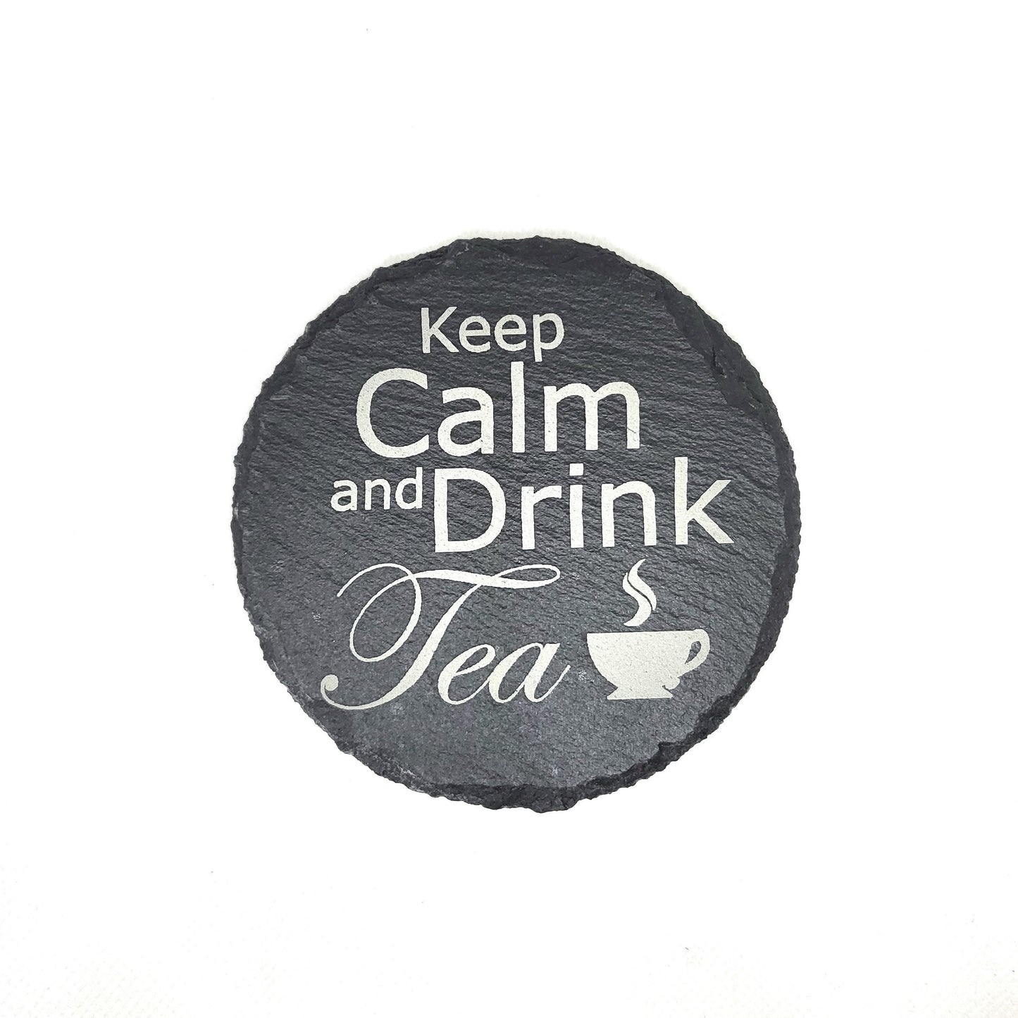 Coaster Stone Slate Engraved Tea Theme Set of Four