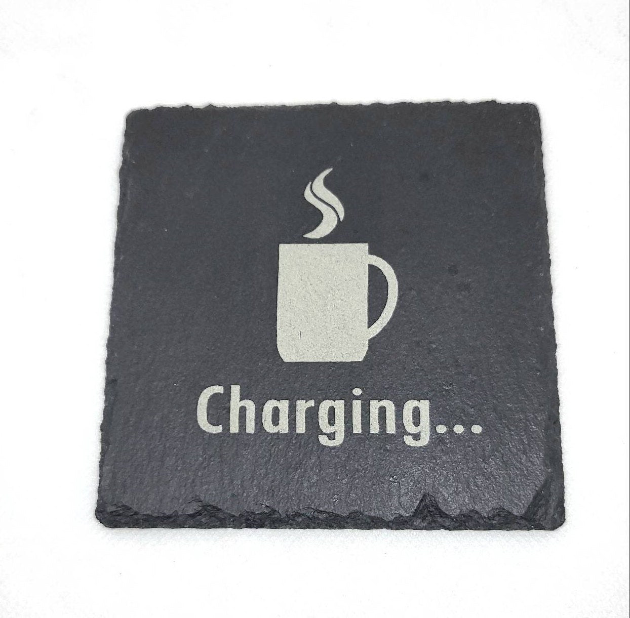 Coaster Stone Slate Engraved Coffee Theme Set of Four