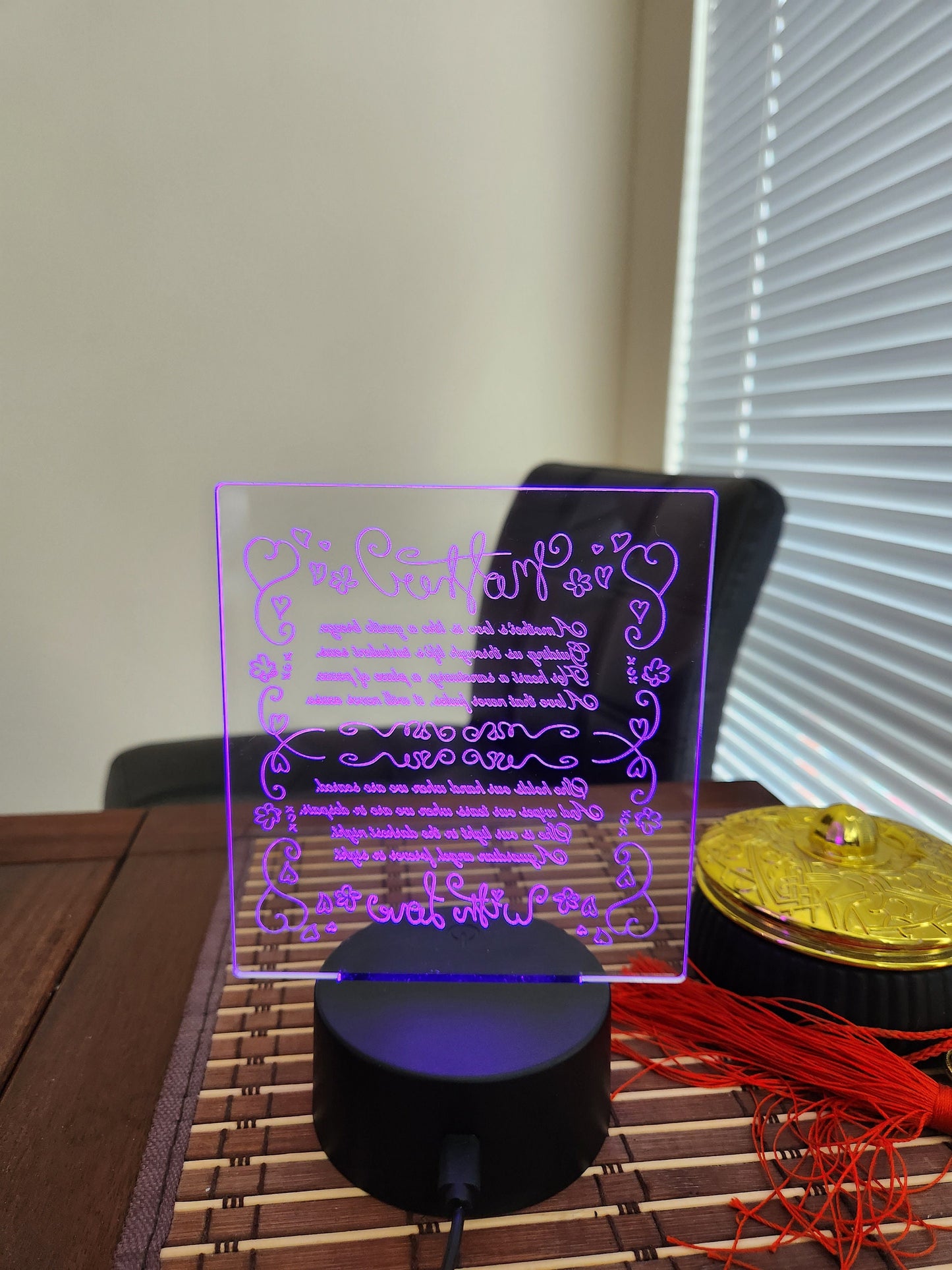 Acrylic Mother's Day LED Light | Heartwarming & Touching Poem | Cherished Gift | Gift for her | Daughter to mom | Gift for Grandmother