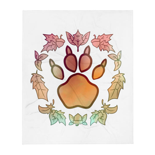 Paw Print Autumn Throw Blanket