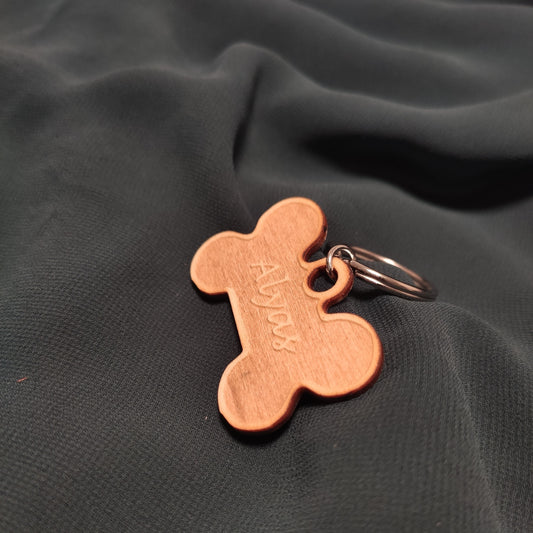 Personalized Wooden Bone Dog Tag, Custom Laser Engraved Pet ID Tag, Handmade Gift for Pet