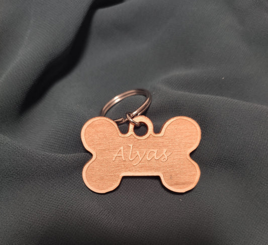 Personalized Wooden Bone Dog Tag, Custom Laser Engraved Pet ID Tag, Handmade Gift for Pet
