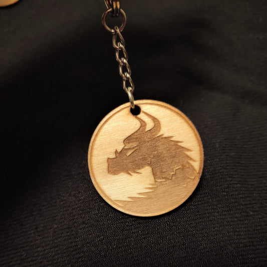 Keychain Charm Dragon Wood