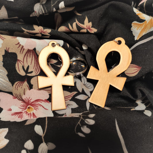 Keychain Ankh Paint Free Wood