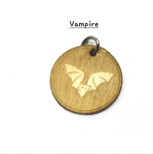 Charming Necklace Pendants with Creatures and objects of Myth and Legend, Mythological Charms laser engraved on wood.