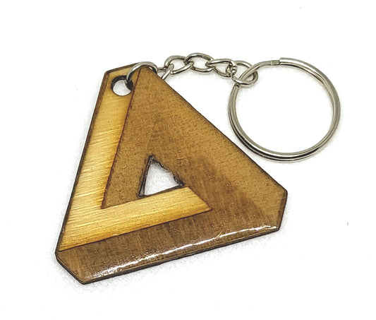Keychains Wood Impossible Geometry: Square, Triangle, Star and Hexagon. Paint-Free