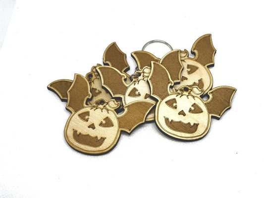 Pumpkin keychain birch plywood engraved