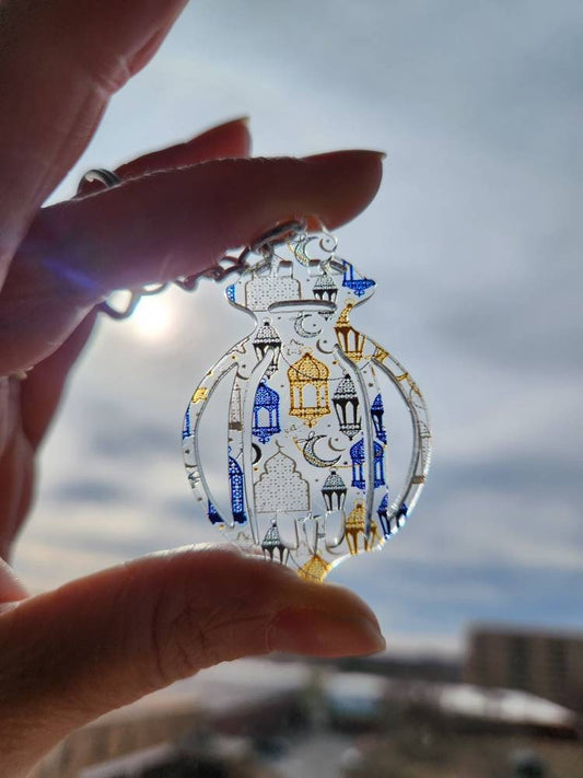 Ramadan circular keychain, Lantern design keychain for ramadan, key tag, gift keychain, eid celebration