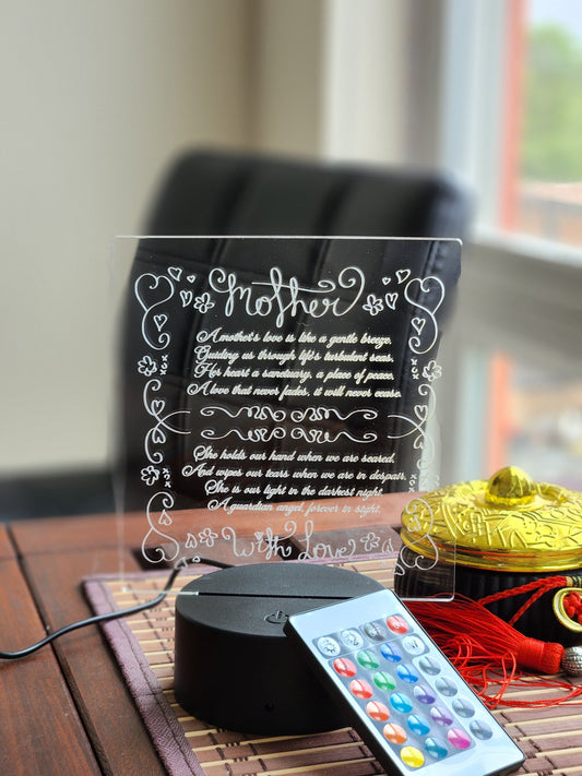 Acrylic Mother's Day LED Light | Heartwarming & Touching Poem | Cherished Gift | Gift for her | Daughter to mom | Gift for Grandmother